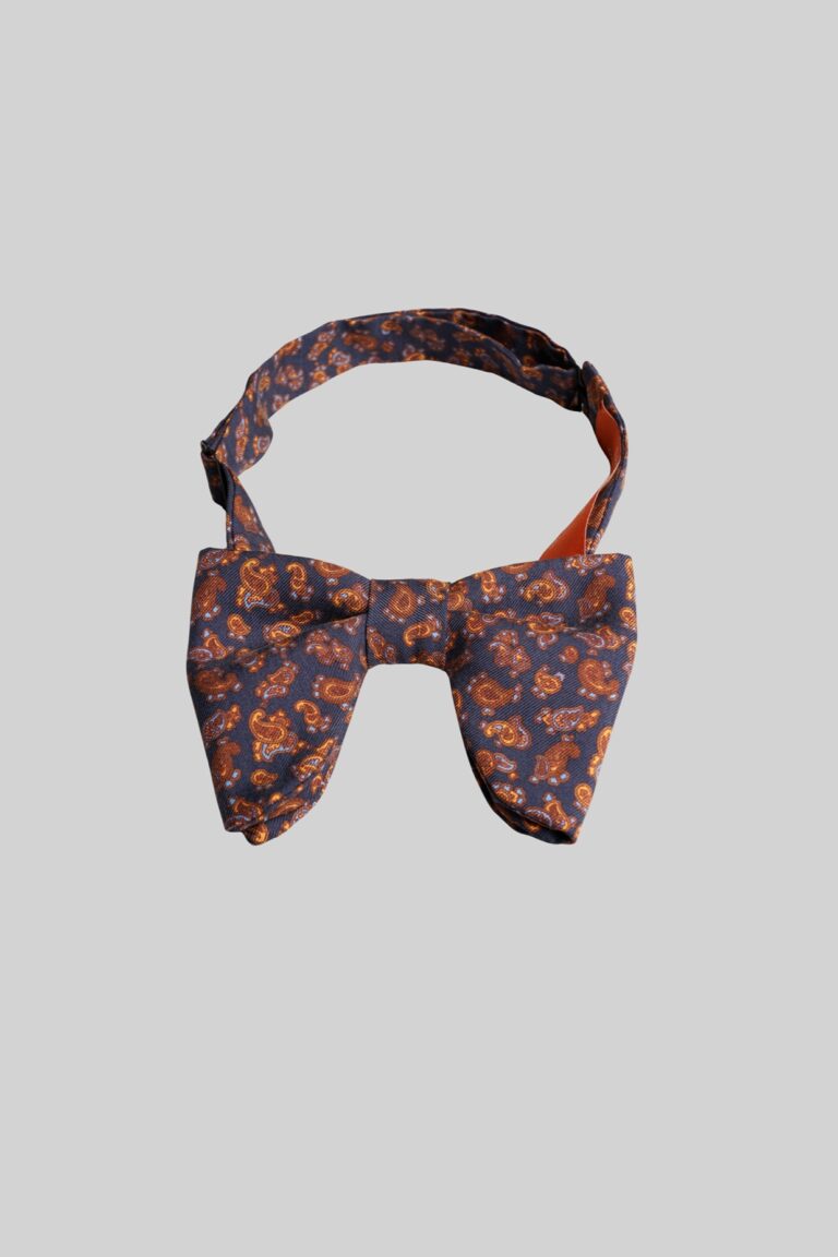 Nœud papillon bleu marine soie imprimée – Le Plongeant – Fait main à Paris
