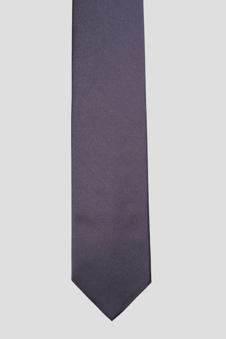 Cravate bleu marine unie - Soie satin 3 plis - Faite main à Paris