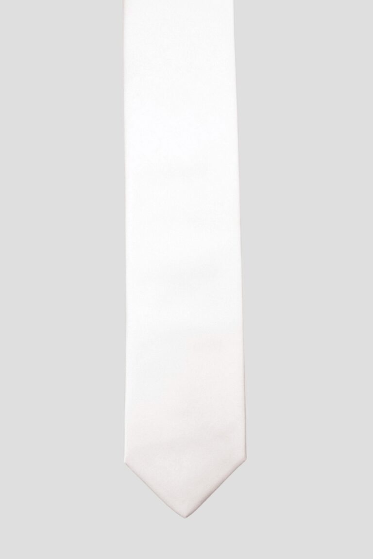 Cravate blanche unie – Soie satin 3 plis - Faite main à Paris