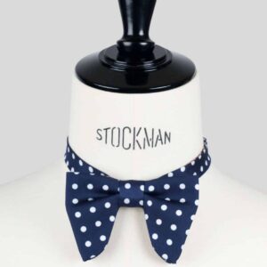 Nœud papillon bleu à pois soie imprimée – Le Plongeant – Fait main à Paris