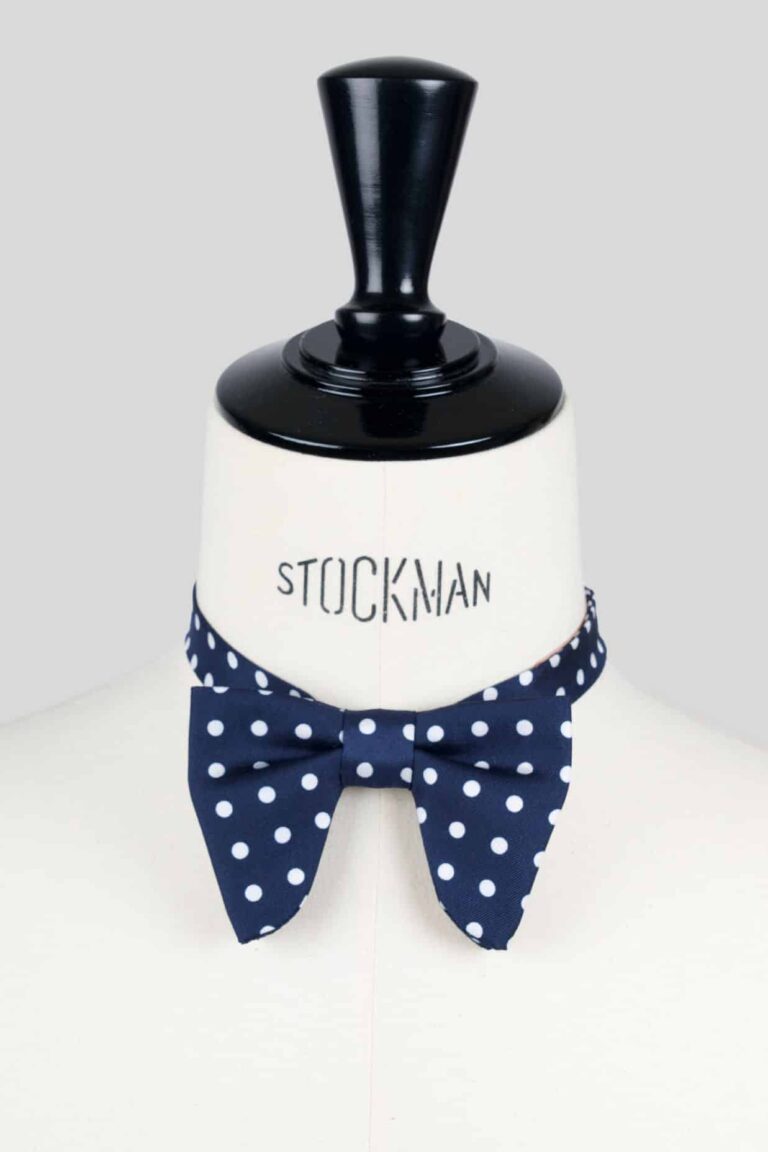 Nœud papillon bleu à pois soie imprimée – Le Plongeant – Fait main à Paris