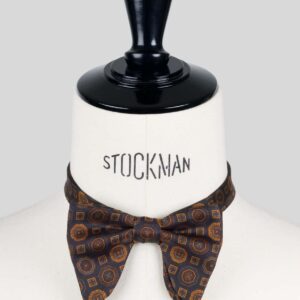 Nœud papillon marron soie imprimée – Le Plongeant – Fait main à Paris