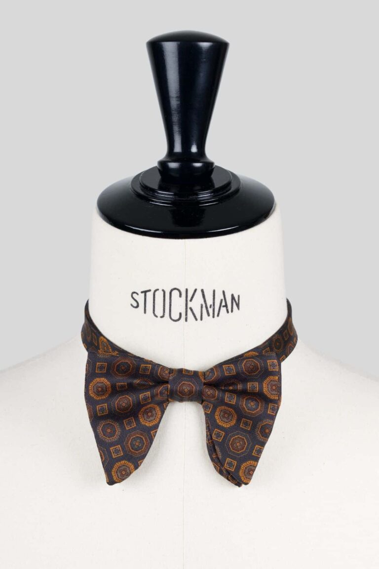 Nœud papillon marron soie imprimée – Le Plongeant – Fait main à Paris