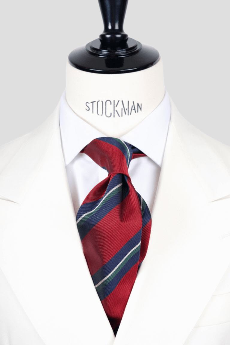 Cravate bordeaux à rayures - Soie tissée 3 plis artisanale