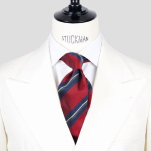 Cravate bordeaux à rayures – Soie tissée 3 plis artisanale