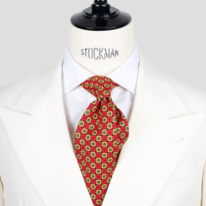 Cravate rouge – Soie imprimée 3 plis artisanale