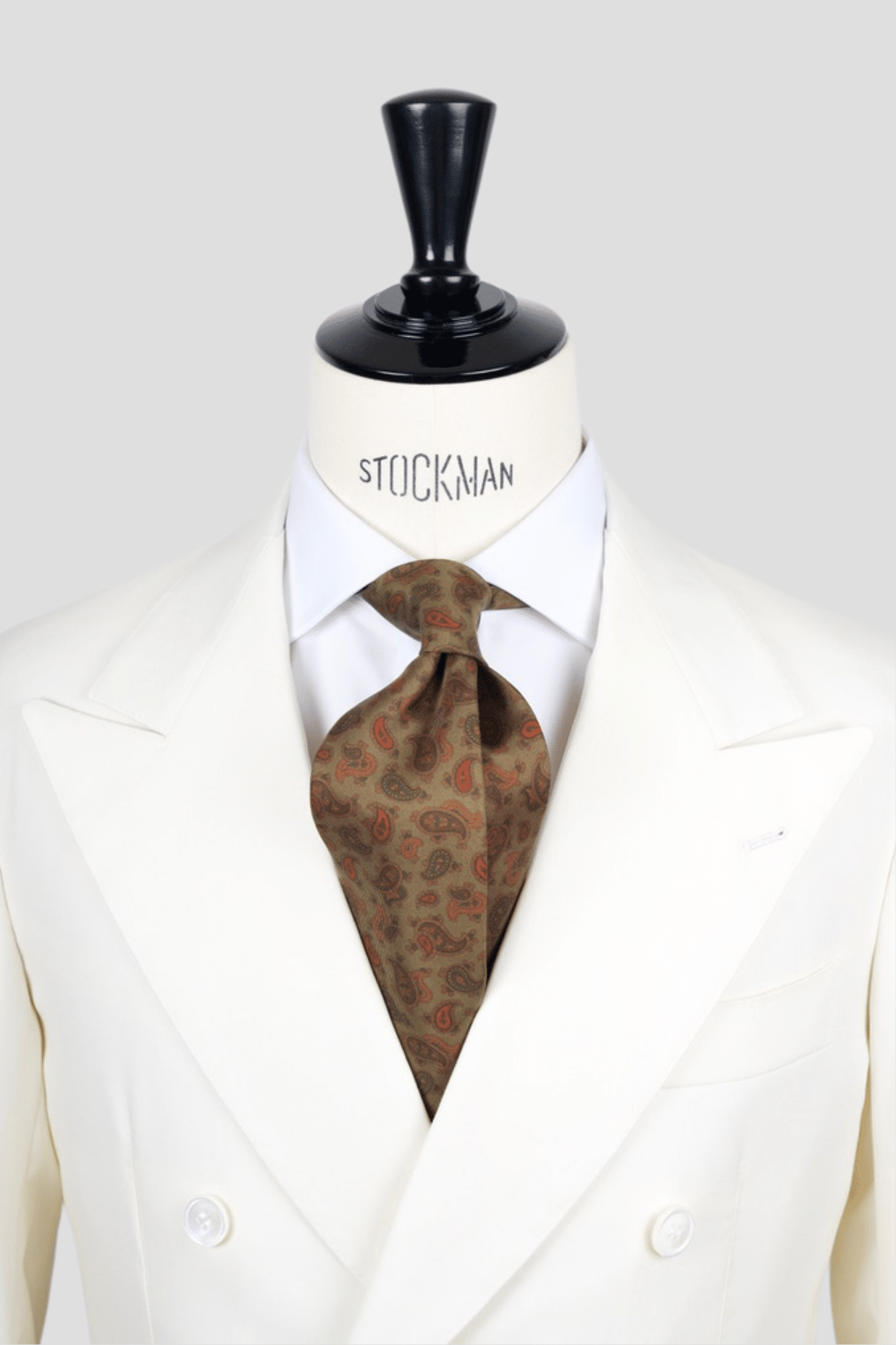 Cravate verte motif cachemire - Soie imprimée 3 plis artisanale