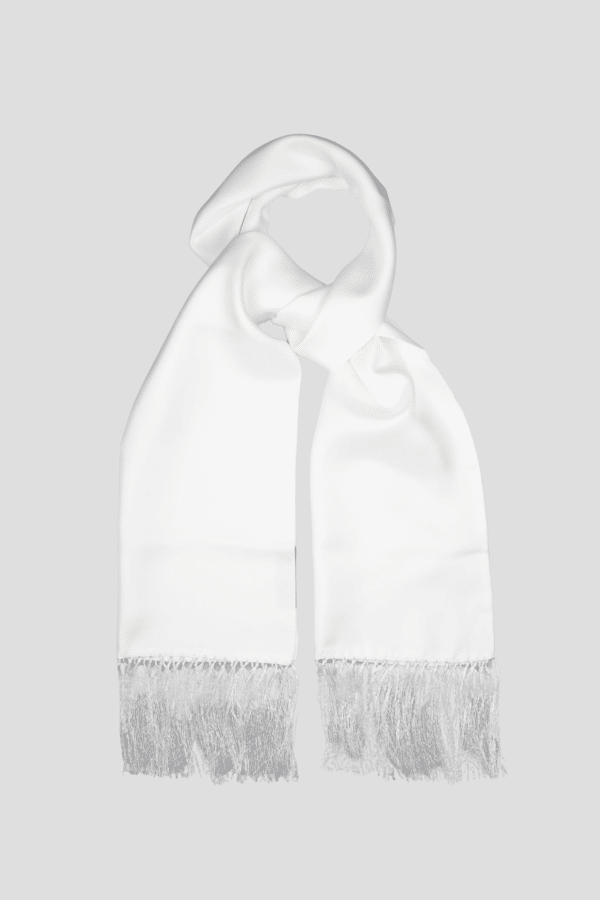 White tuxedo scarf, plain pure silk satin – Handmade in Italy