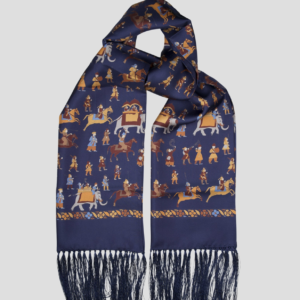 Echarpe soie bleu marine – Fait main en Italie