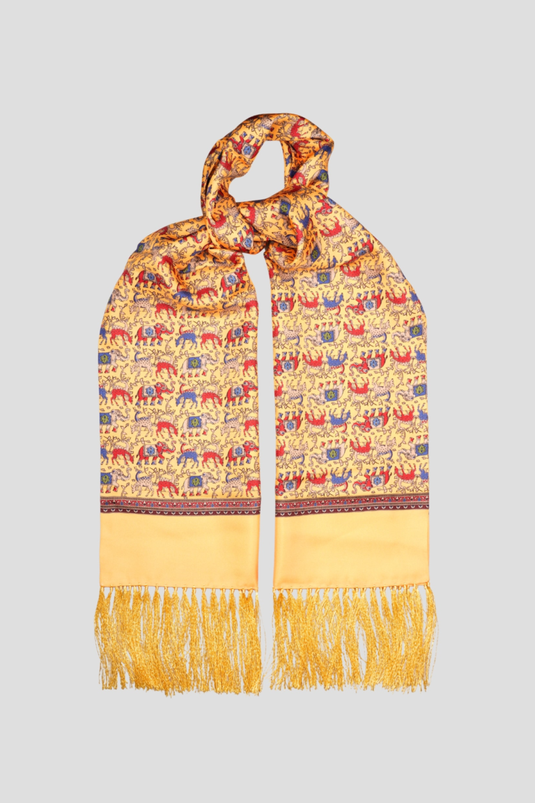 Echarpe soie jaune - Fait main en Italie