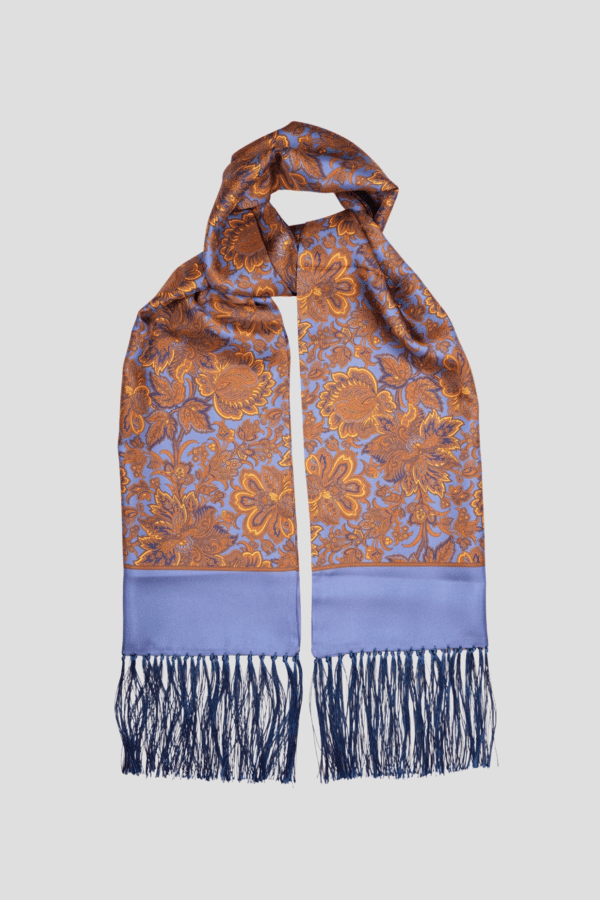 Light blue men’s silk scarf, paisley – Handmade in Italy
