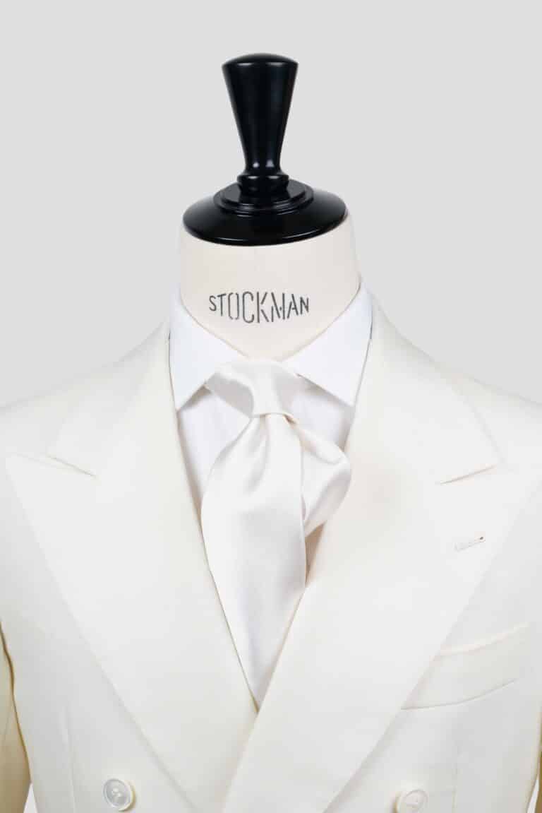 Cravate blanche unie – Soie satin 3 plis - Faite main à Paris