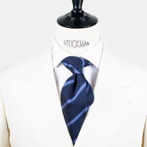 Cravate club marine – Soie tissée 3 plis artisanale – Faite main à Paris