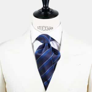 Cravate club bleu marine – Soie tissée 3 plis artisanale – Faite main à Paris