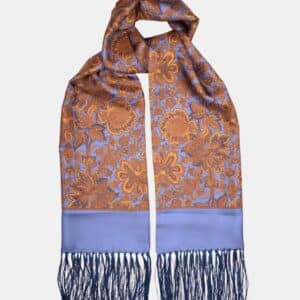 Foulard en soie bleu clair, motif cachemire – Fait main en Italie