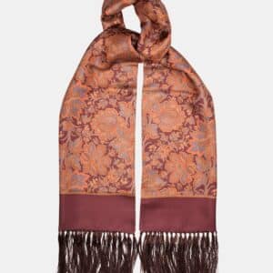 Foulard en soie marron, motif cachemire – Fait main en Italie