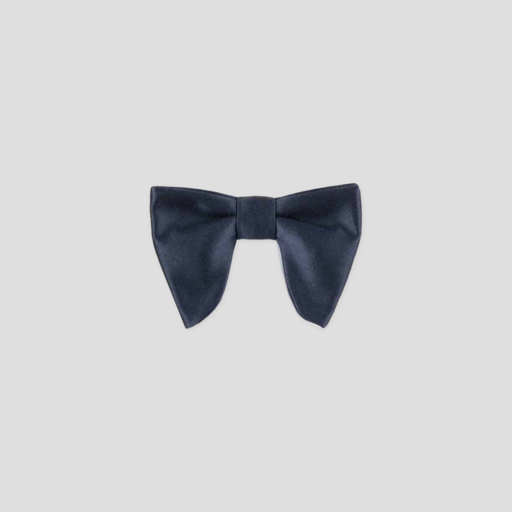 100% satin silk bow tie, navy, Le Plongeant, handmade in Paris