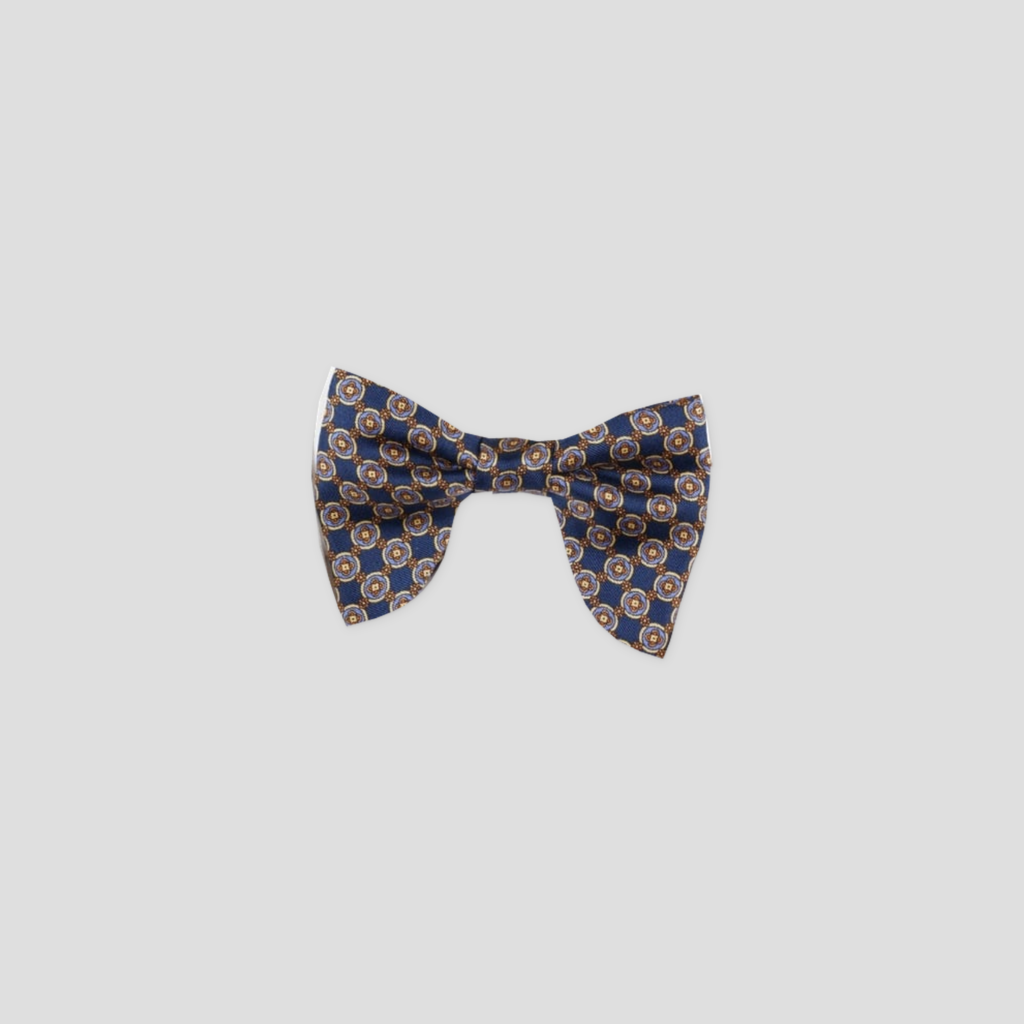 100% printed silk bow tie, blue, Le Plongeant, handmade in Paris