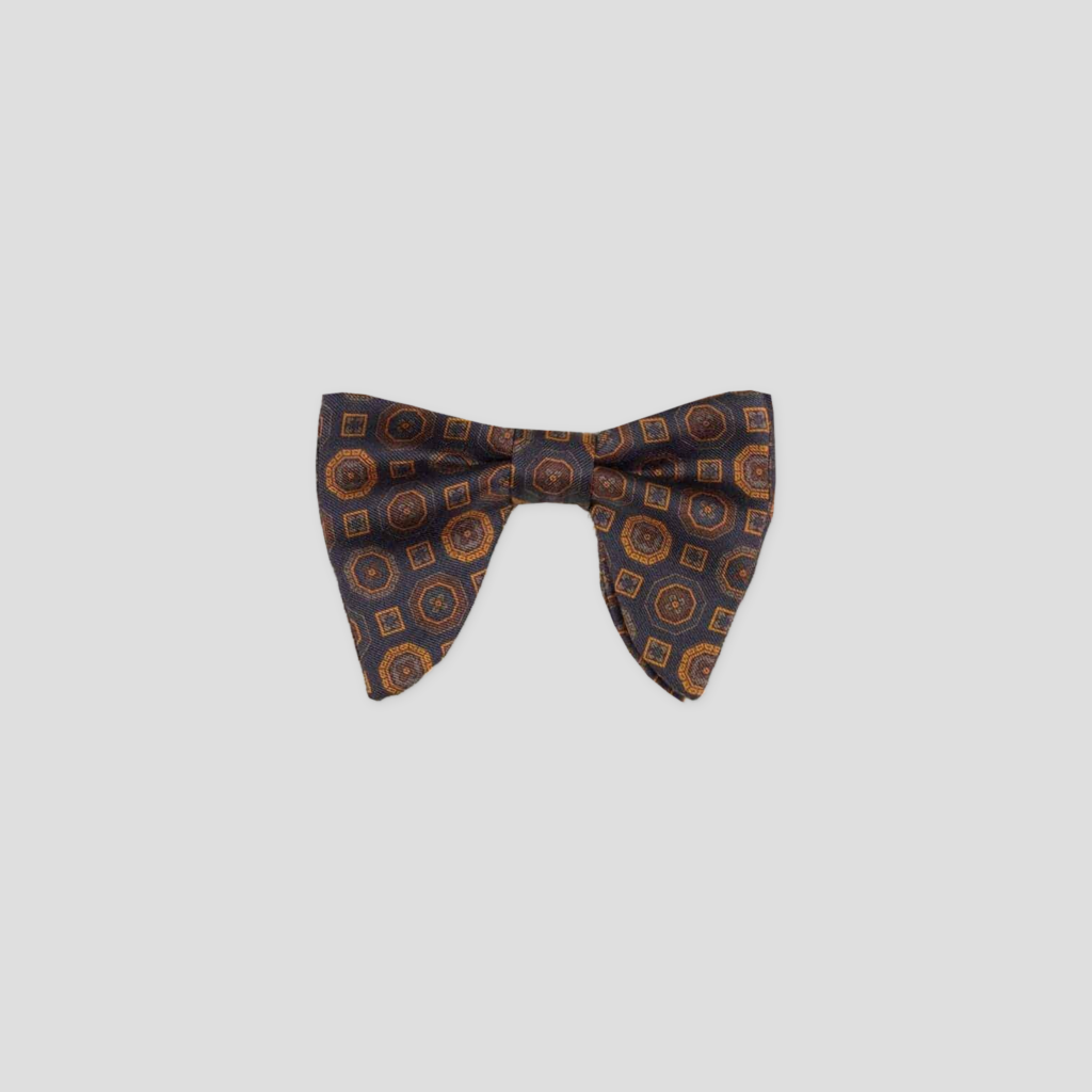 100% printed silk bow tie, brown, Le Plongeant, handmade in Paris