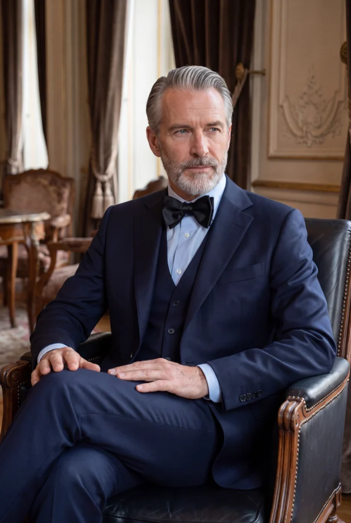 Nœud papillon noir soie artisanale, porté avec une chemise et une tenue habillée.
